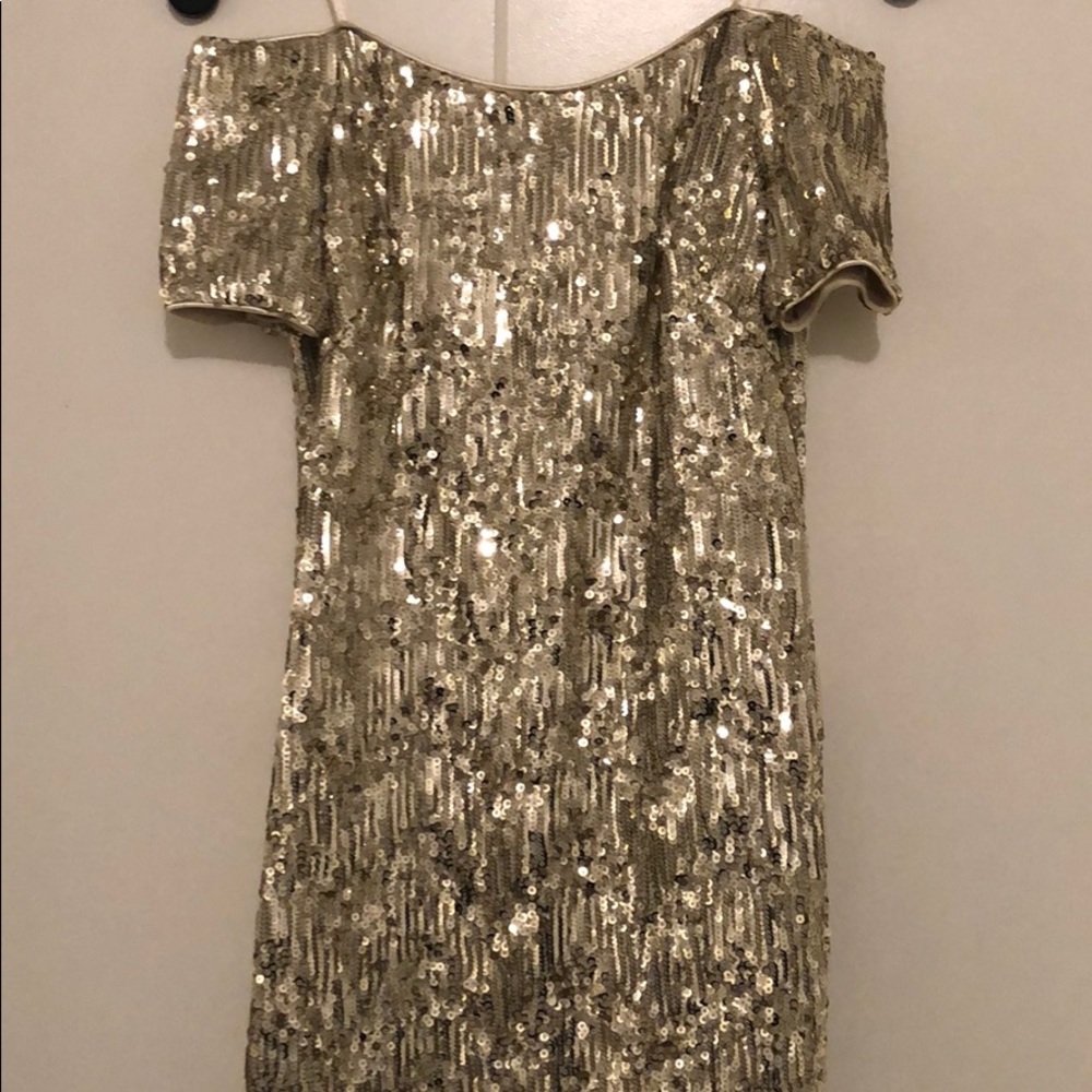 Aidan Mattox Gold Sequin Cocktail Dress